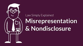 Misrepresentation and Nondisclosure  Contracts  Defenses amp Excuses [upl. by Pangaro]