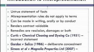 Misrepresentation Lecture 1 of 4 [upl. by Idnarb433]